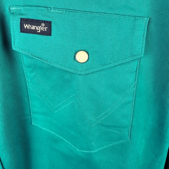 Wrangler Advanced Comfort Snap Front Shirt Embroidered Teal Green Size 3X - Picture 6 of 15